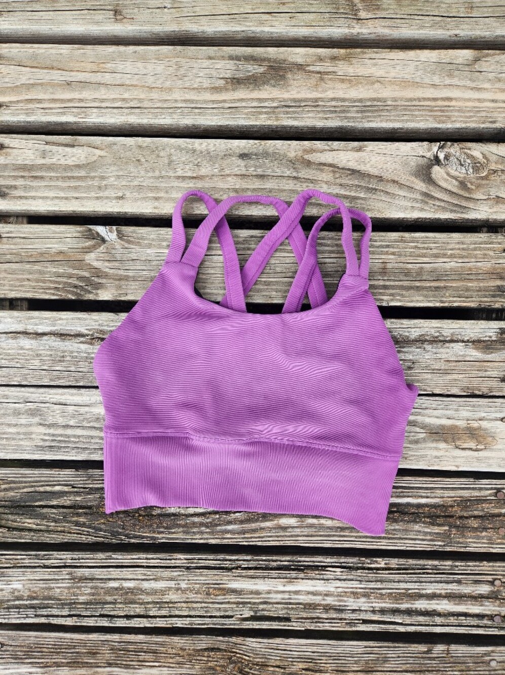 Senita Athletics Sierra Purple Sports Bra Medium Pocket Longline Strappy Workout